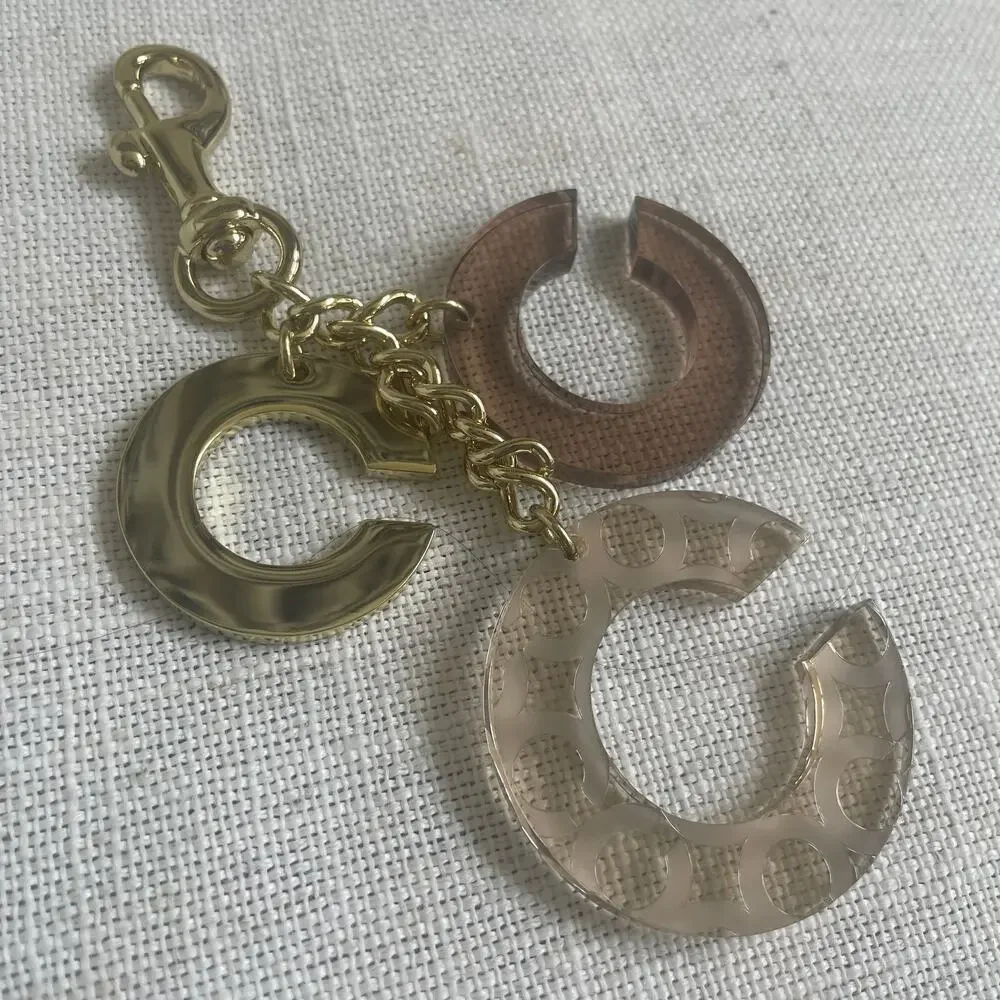 Y2K Coach Signature C Resin Charm Keychain | Gold Tone NWOT